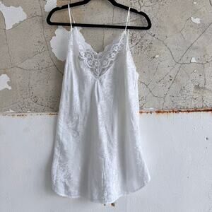 Vtg 90s Slip Dress White Jacquard Bridal Lingerie Romantic Lace Coquette Women S